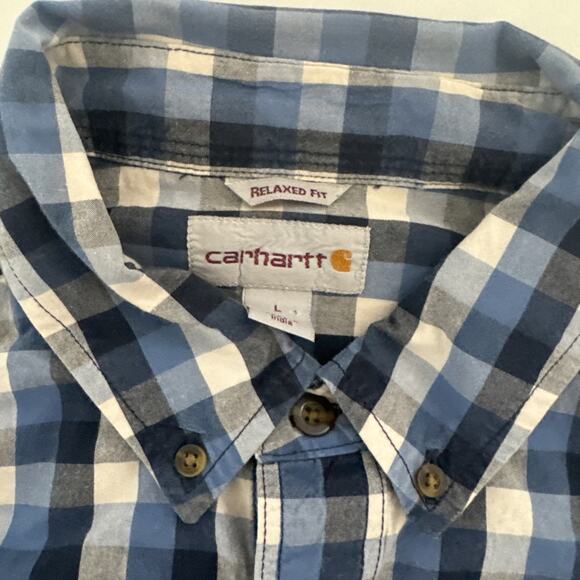 Carhartt Plaid Button Down Shirt Relaxed Fit Short Sleeve‎ Large Workwear Skater - Picture 4 of 9